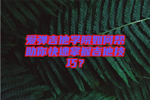愛彈吉他學(xué)院如何幫助你快速掌握吉他技巧？