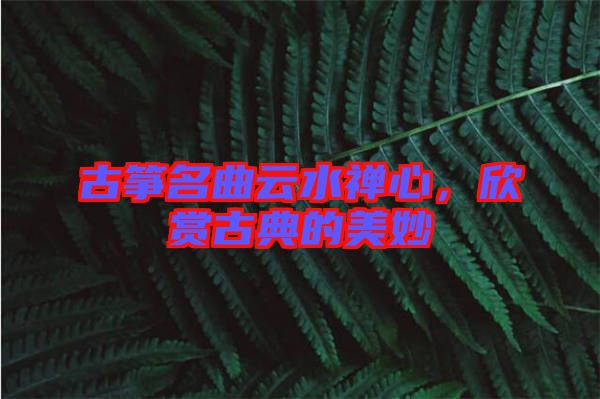 古箏名曲云水禪心，欣賞古典的美妙