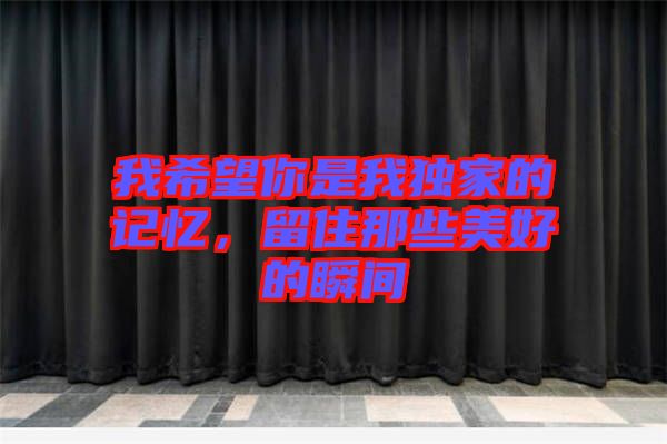 我希望你是我獨家的記憶，留住那些美好的瞬間
