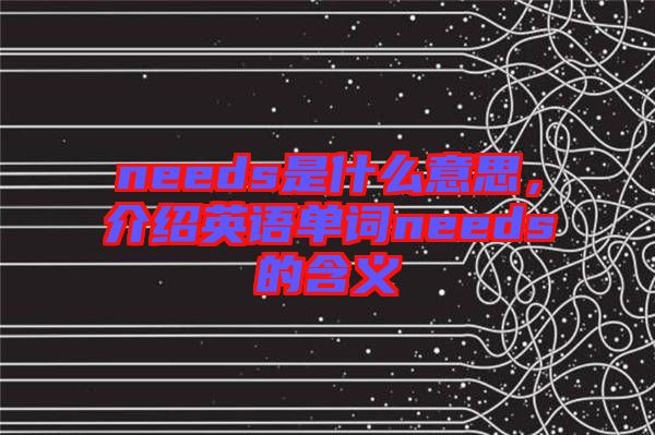 needs是什么意思，介紹英語單詞needs的含義
