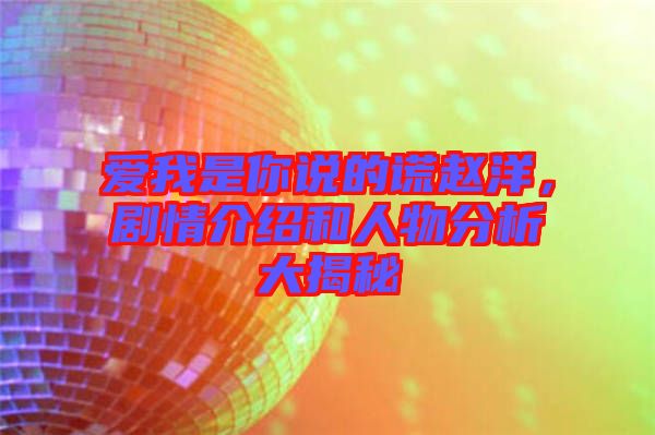 愛(ài)我是你說(shuō)的謊趙洋，劇情介紹和人物分析大揭秘