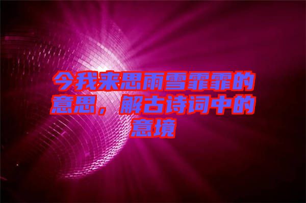 今我來思雨雪霏霏的意思，解古詩詞中的意境
