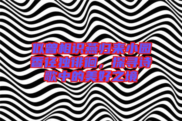 似曾相識燕歸來小園香徑獨徘徊，探尋詩歌中的美好之境