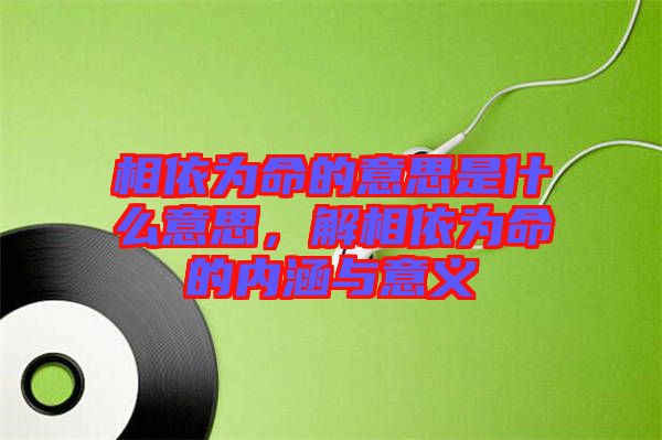 相依為命的意思是什么意思，解相依為命的內(nèi)涵與意義