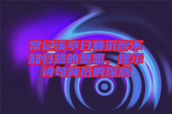 常記溪亭日暮沉醉不知?dú)w路的意思，提示詩句背后的深意
