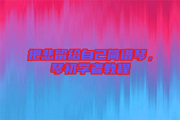 把悲留給自己簡譜琴，琴初學(xué)者教程