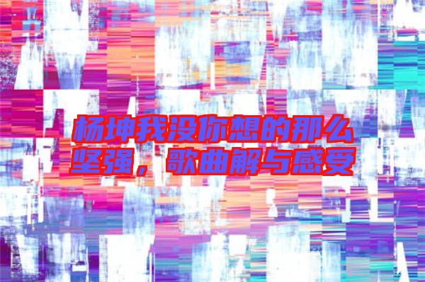 楊坤我沒你想的那么堅(jiān)強(qiáng)，歌曲解與感受