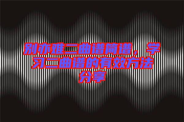 別亦難二曲譜簡譜，學(xué)習(xí)二曲譜的有效方法分享