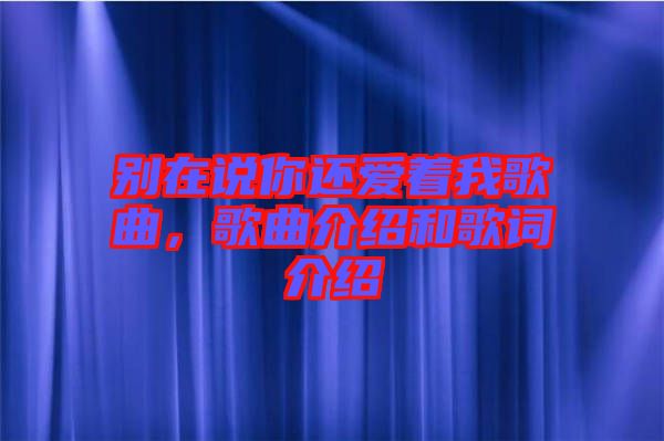 別在說你還愛著我歌曲，歌曲介紹和歌詞介紹