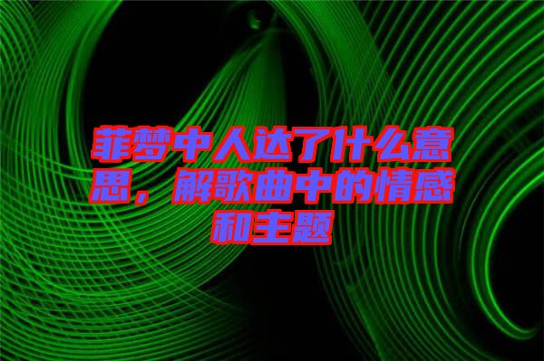 菲夢中人達(dá)了什么意思，解歌曲中的情感和主題