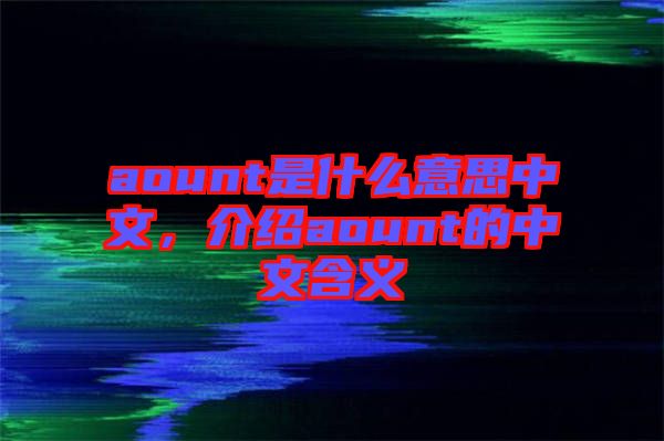 aount是什么意思中文，介紹aount的中文含義