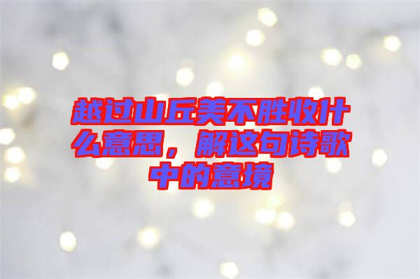 越過山丘美不勝收什么意思，解這句詩歌中的意境