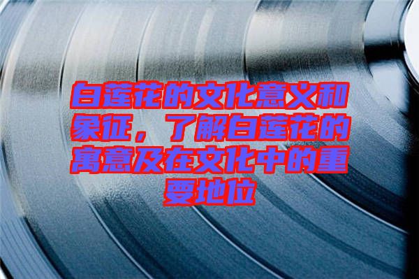 白蓮花的文化意義和象征，了解白蓮花的寓意及在文化中的重要地位