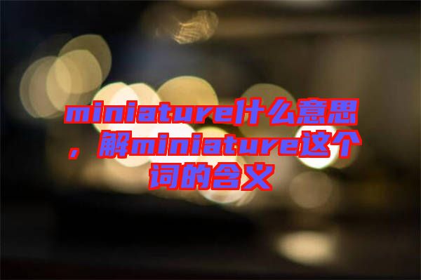 miniature什么意思，解miniature這個(gè)詞的含義