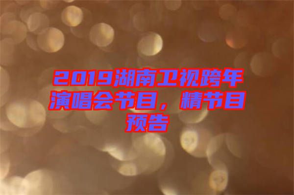 2019湖南衛(wèi)視跨年演唱會(huì)節(jié)目，精節(jié)目預(yù)告