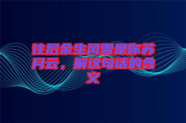 往后余生風(fēng)雪是你蘇月云，解這句話(huà)的含義