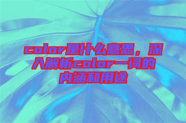 color是什么意思，深入解析color一詞的內(nèi)涵和用途