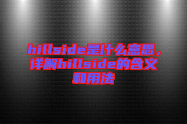 hillside是什么意思，詳解hillside的含義和用法