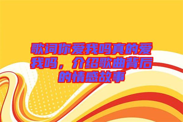 歌詞你愛我嗎真的愛我嗎，介紹歌曲背后的情感故事