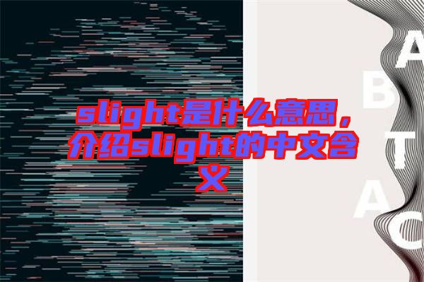 slight是什么意思，介紹slight的中文含義