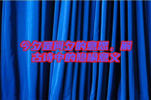 今夕是何夕的意思，解古詩(shī)中的隱喻意義