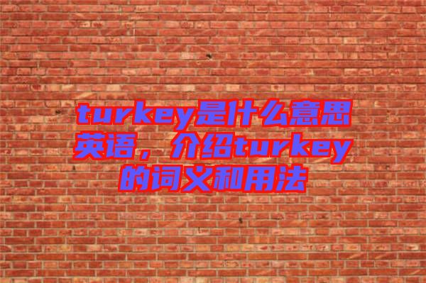 turkey是什么意思英語，介紹turkey的詞義和用法