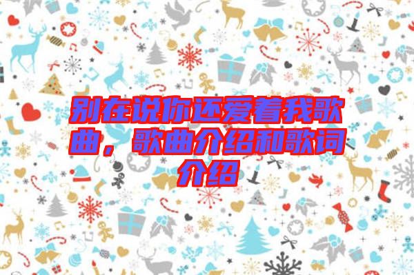 別在說你還愛著我歌曲，歌曲介紹和歌詞介紹
