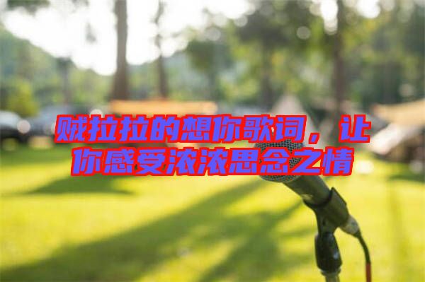 賊拉拉的想你歌詞，讓你感受濃濃思念之情