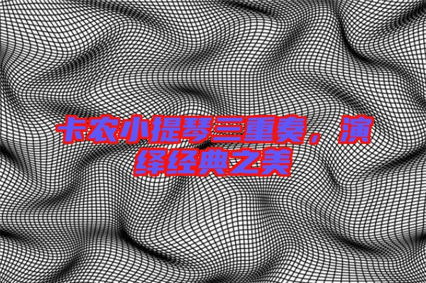 卡農(nóng)小提琴三重奏，演繹經(jīng)典之美