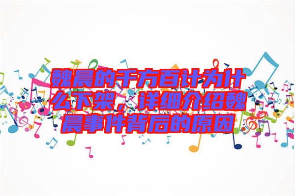 魏晨的千方百計為什么下架，詳細介紹魏晨事件背后的原因