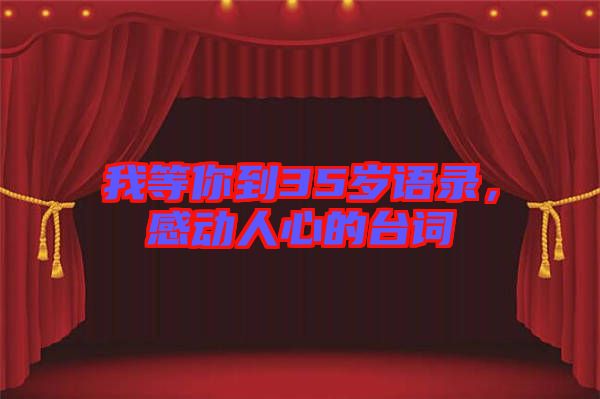 我等你到35歲語(yǔ)錄，感動(dòng)人心的臺(tái)詞