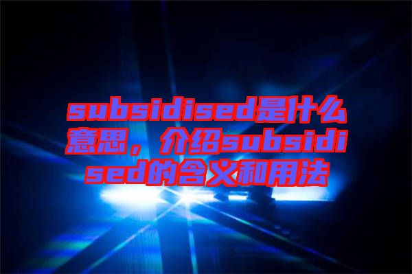 subsidised是什么意思，介紹subsidised的含義和用法