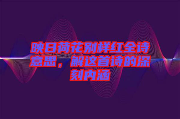 映日荷花別樣紅全詩意思，解這首詩的深刻內(nèi)涵