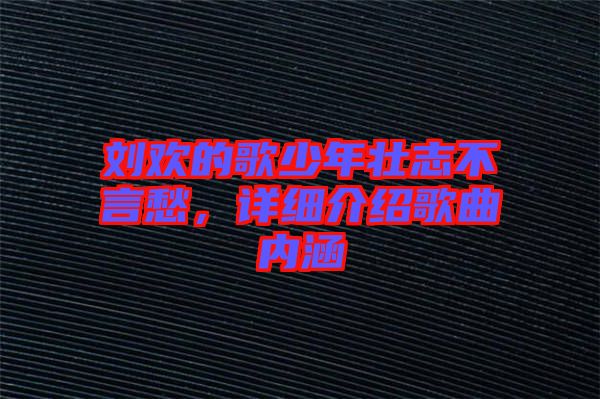 劉歡的歌少年壯志不言愁，詳細(xì)介紹歌曲內(nèi)涵