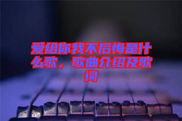 愛給你我不后悔是什么歌，歌曲介紹及歌詞