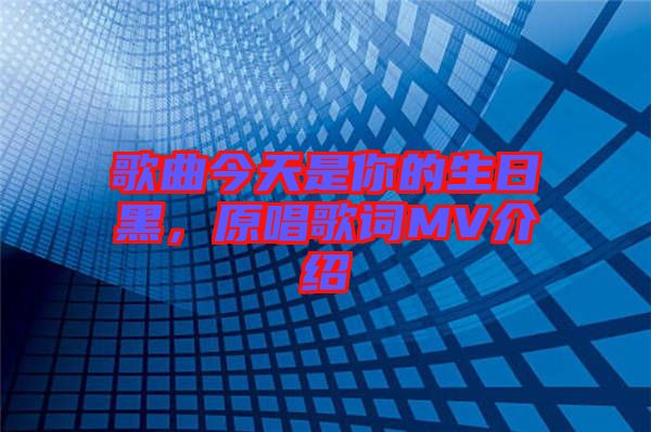 歌曲今天是你的生日黑，原唱歌詞MV介紹