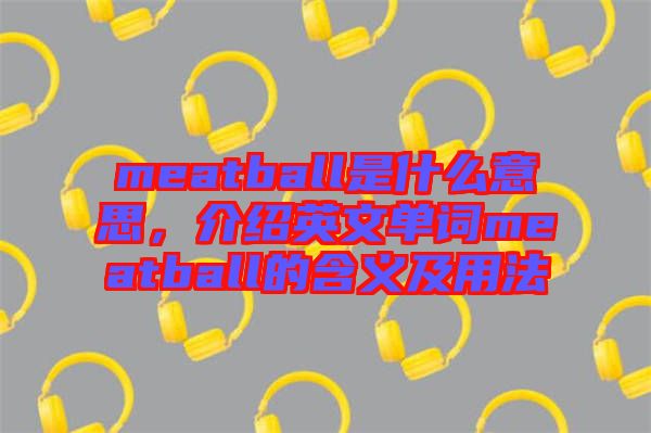 meatball是什么意思，介紹英文單詞meatball的含義及用法