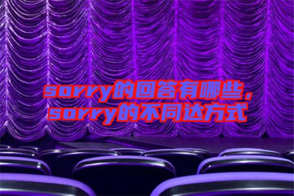 sorry的回答有哪些，sorry的不同達(dá)方式