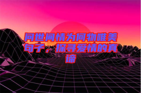 問世間情為何物唯美句子，探尋愛情的真諦