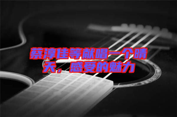 蔡淳佳等獻唱一個晴天，感受的魅力