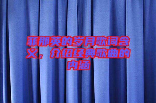 菲那英的歲月歌詞含義，介紹經(jīng)典歌曲的內(nèi)涵