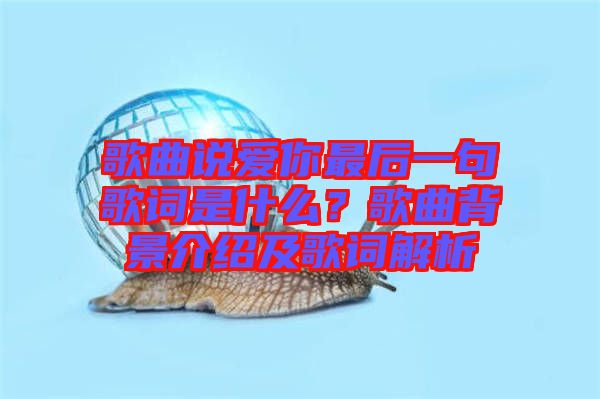 歌曲說愛你最后一句歌詞是什么？歌曲背景介紹及歌詞解析