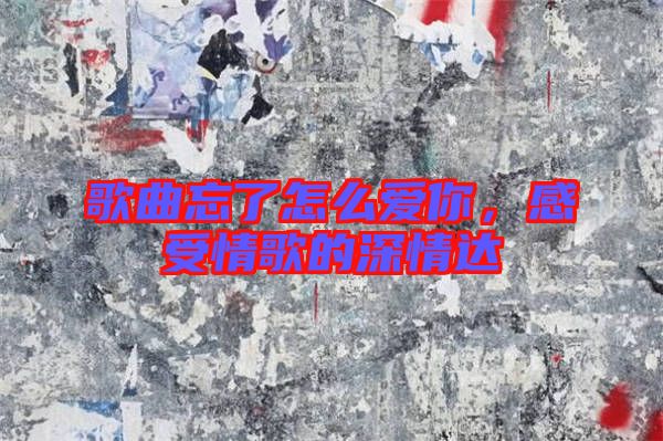 歌曲忘了怎么愛你，感受情歌的深情達(dá)