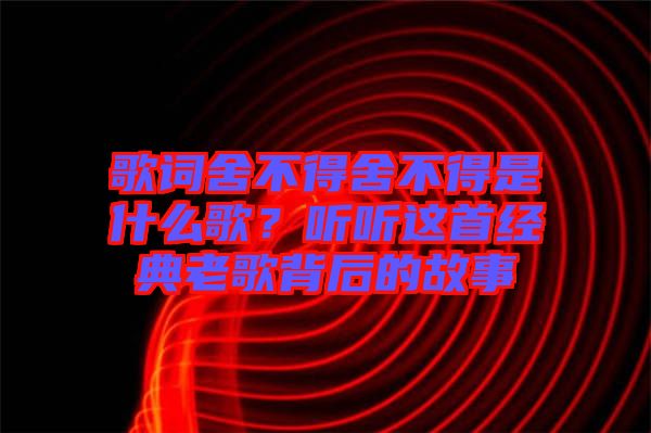 歌詞舍不得舍不得是什么歌？聽聽這首經(jīng)典老歌背后的故事