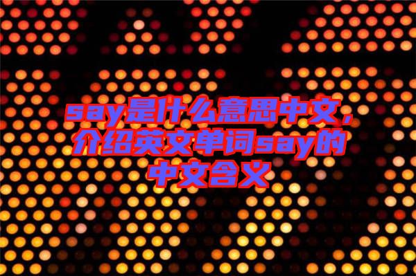 say是什么意思中文，介紹英文單詞say的中文含義