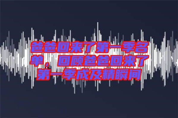 爸爸回來(lái)了第一季名單，回顧爸爸回來(lái)了第一季成及精瞬間