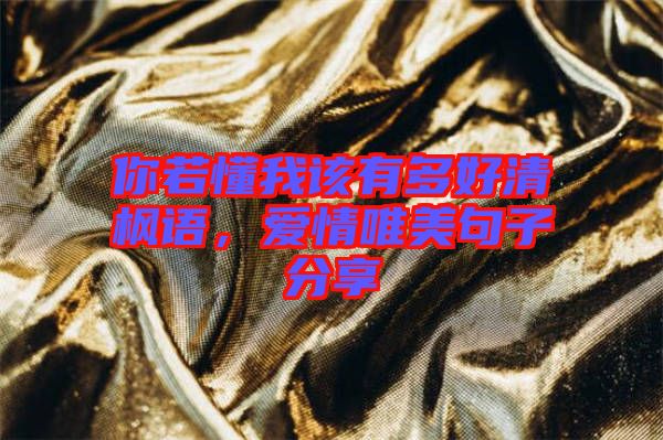 你若懂我該有多好清楓語，愛情唯美句子分享