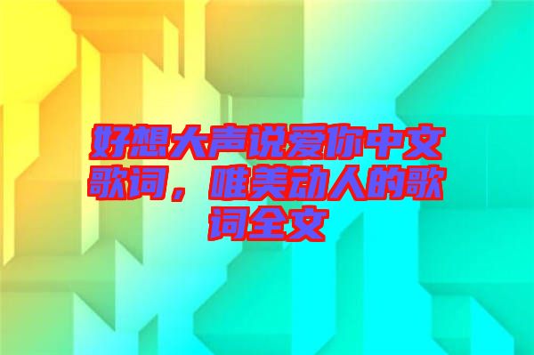 好想大聲說愛你中文歌詞，唯美動人的歌詞全文