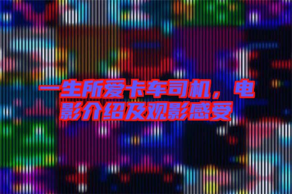 一生所愛卡車司機(jī)，電影介紹及觀影感受