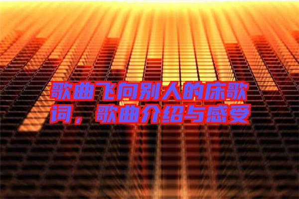 歌曲飛向別人的床歌詞，歌曲介紹與感受